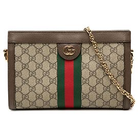 Gucci Small GG Supreme Web Ophidia Chain Crossbody Beige