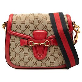 Borsa a tracolla Gucci Lady Web Medium in tela GG rossa