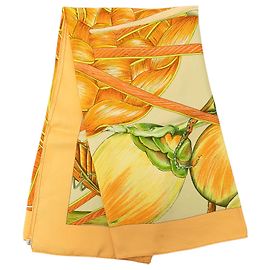 Foulard di seta Hermès Jardin Creole Arancione 90