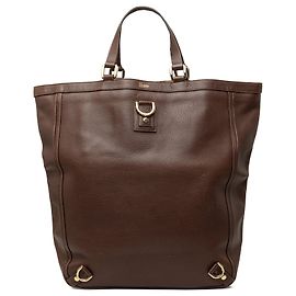 Borsa Tote Gucci Abbey D Ring in pelle di vitello marrone