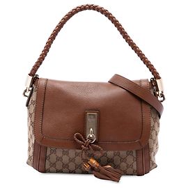 Borsa Satchel Bella con patta in tela GG Gucci Beige