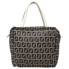 Borsa a mano Fendi Mini Zucchino Canvas Beige