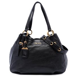 Borsa Tote Convertibile con Zip Laterale Prada Vitello Daino Nera