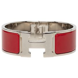 Bracciale Hermès Clic Clac H PM largo in smalto rosso