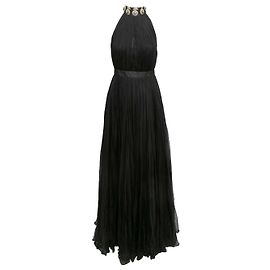 Alexander McQueen Seidenkleid im griechischen Stil mit Verzierungen, Schwarz, Größe IT 42