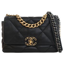 Sac Chanel 19 Flap Satchel Medium en agneau noir