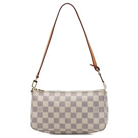 Bolso de hombro Louis Vuitton Damier Azur Pochette Accessoires Blanco
