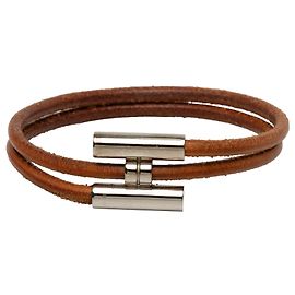 Pulsera Tournis Tresse de cuero marrón Hermès