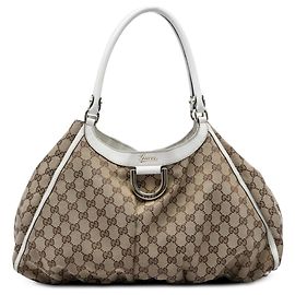 Borsa a tracolla Gucci GG Canvas Abbey D Ring Beige