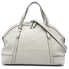 Borsa Dome Satchel Gucci Large Microguccissima Bianca
