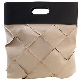 Borsa tote piccola Bottega Veneta in tela e vitello French, beige