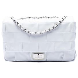 White Chanel Jumbo Lambskin Patchwork Reissue 2.55 Igloo Flap Shoulder Bag