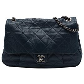 Borsa a tracolla Chanel Coco Pleats in vitello matelassé blu