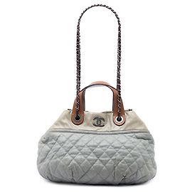 Borsa Tote Satchel Chanel Paris Byzance Small in vitello Gray In The Mix