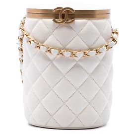 Bolso Chanel Small Quilted Lambskin Crown Box Bag Blanco