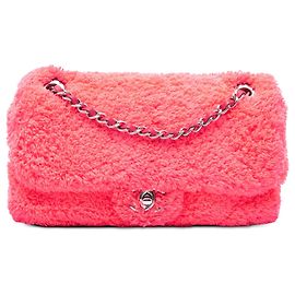Bolsa de Ombro Chanel Medium Quilted Terry Cloth Coco Beach Flap Rosa
