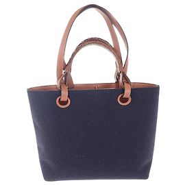 LOEWE Small Love Anagram Wool Tote Satchel in Blau