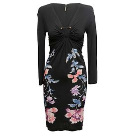 Vestido ajustado con estampado floral Roberto Cavalli Negro y Multicolor Talla IT 40