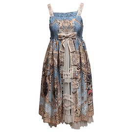 Autre Marque Krad Lanrete Lolita Kleid Barock-Print Blau & Mehrfarbig Größe US M