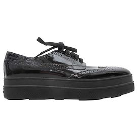 Black Prada Patent Platform Oxfords Size 38