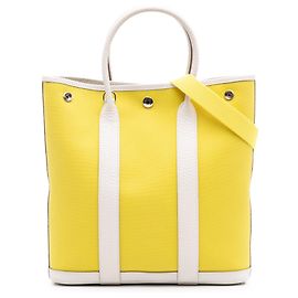 Hermès Garden File 28 Satchel aus weißem Toile und Negonda