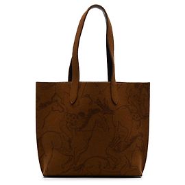 Tote Carrimi MM em feltro estampado castanho Hermès