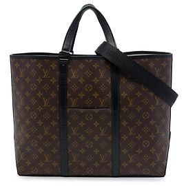 Sac cabas Louis Vuitton Monogram Macassar Weekend Tote GM Noir