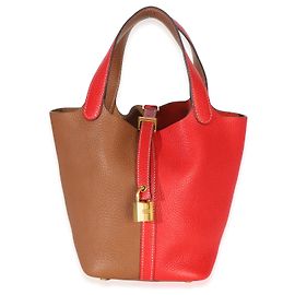 Hermès Gold Rouge De Coeur Clemence Casaque Picotin Lock 18 GHW