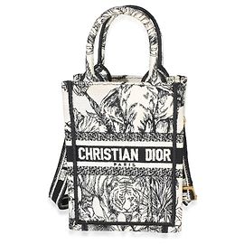 Bolso para teléfono Christian Dior Mini Book Tote bordado Toile de Jouy negro y blanco