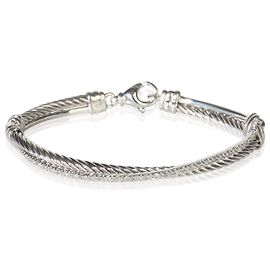Pulseira Crossover David Yurman em prata de lei e diamantes