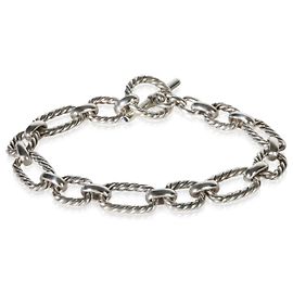 Pulseira Toggle David Yurman em Prata Sterling com Elos Quadrados Cushion