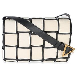Bottega Veneta Black Natural Canvas Intrecciato Padded Cassette