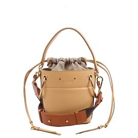 Chloé Chloe Roy Leather x Canvas 2Way Shoulder Bag in Beige