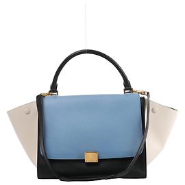Céline Borsa a mano 2Way Celine Trapeze in pelle Blu × Bianco x Nero