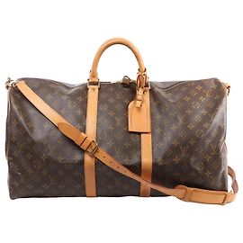 Louis Vuitton Keepall Bandoulière 55 Monogram Canvas Travel Bag in Brown M41414