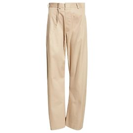 Maison Martin Margiela Pantaloni a gamba dritta Maison Margiela in gabardine di cotone plissettata, Beige, Taglia 40 IT