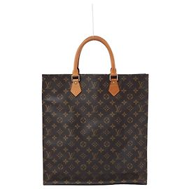 Louis Vuitton Sac Plat Monogram Canvas Handbag in Brown