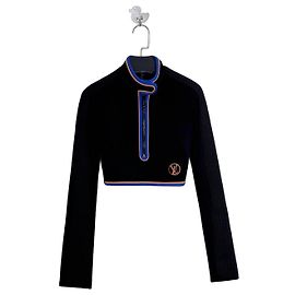 Crop Top Louis Vuitton con Cremallera y Rayas Contrastadas