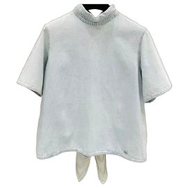 Top Chanel in cotone blu