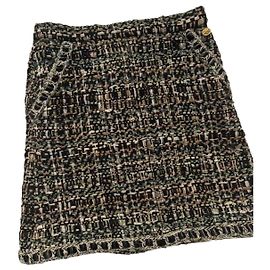 Chanel Tweed Rock Mehrfarbig Größe 34
