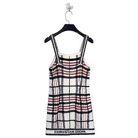 Autre Marque Vestido lencero Dior de cuadros blanco y rojo de punto