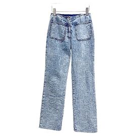 Vaqueros Chanel de Denim Talle Alto Detalle Camelia