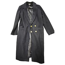 Ganni Wool Coat Navy Blue
