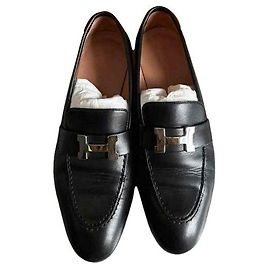 Hermès Time Bailarinas de cuero negro