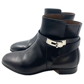 Hermès Black Leather Boots 37.5