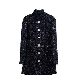 Chanel Mantel aus schwarzem Tweed