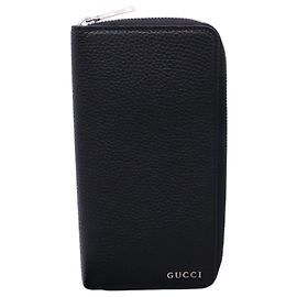 Portafoglio in pelle con zip e logo GUCCI