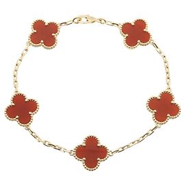 Pulsera Van Cleef & Arpels Vintage Alhambra de 5 motivos en cornalina