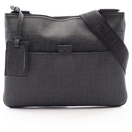 Borsa a tracolla Fendi Zucca in tela rivestita nera