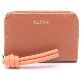 Monedero de piel con cremallera marrón/rosa Loewe